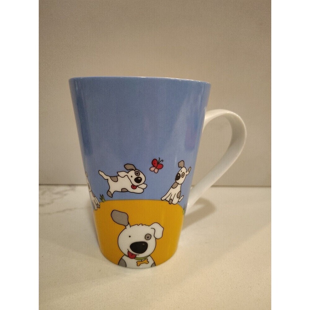 CAPRIWARE HAPPY DOGS PORCELAIN Mug Cup 5" Tall Spotted Dog 14 Ounces